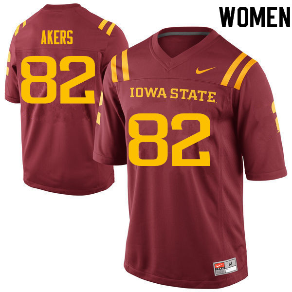 Iowa State Cyclones Women's #82 Landen Akers Nike NCAA Authentic Cardinal College Stitched Football Jersey PF42R66NY